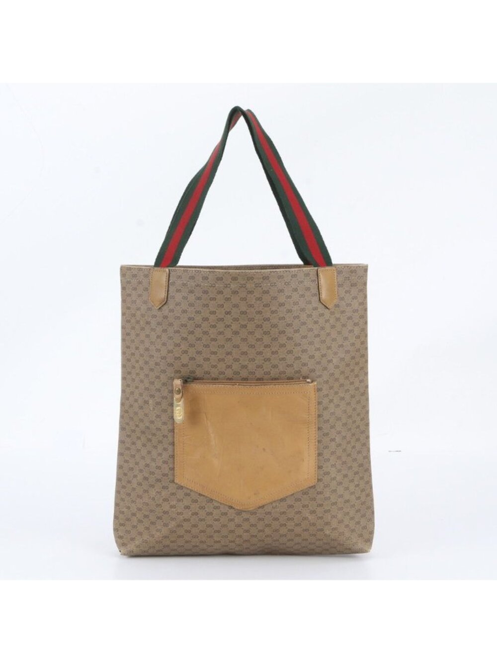 Gucci Vintage Micro GG Sherry Line Leather Tote Shoulder Business Document